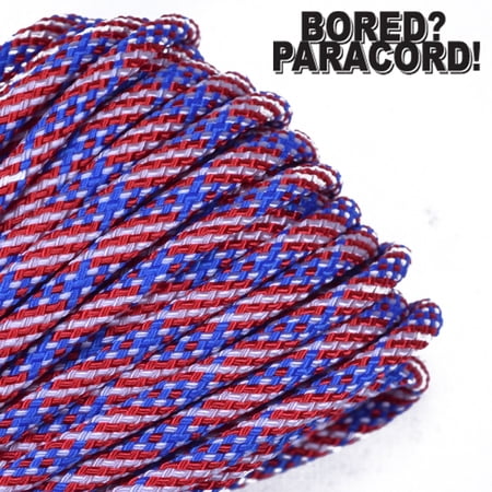 Bored Paracord Brand 550 lb Type III Paracord - Stars and Stripes 100 Feet