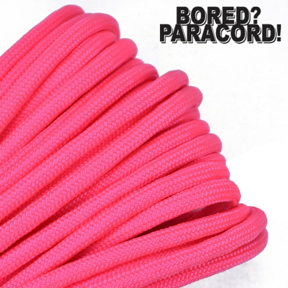 Bored Paracord Brand 550 lb Type III Paracord - Think Pink 100 Feet