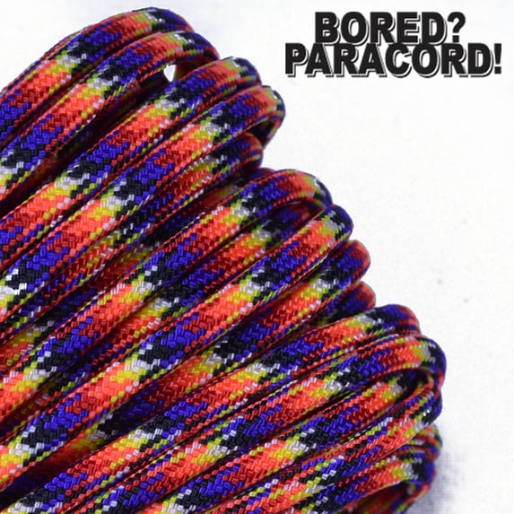 Bored Paracord Brand 550 lb Type III Paracord - Trainwreck 10 Feet