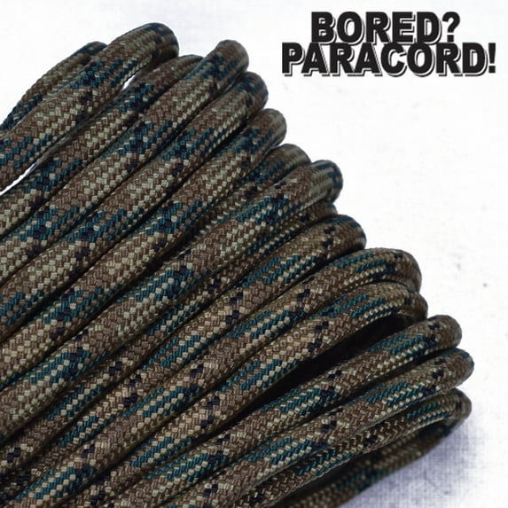 Bored Paracord Brand 550 lb Type III Paracord - Tri Color Camo 50 Feet