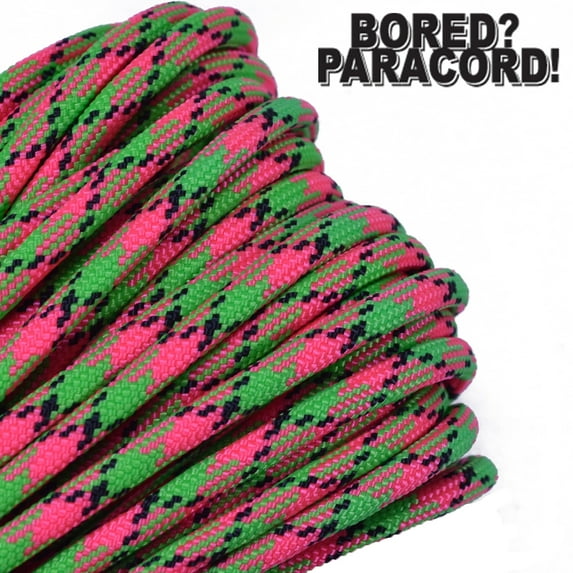 Bored Paracord Brand 550 lb Type III Paracord - Watermelon 100 Feet