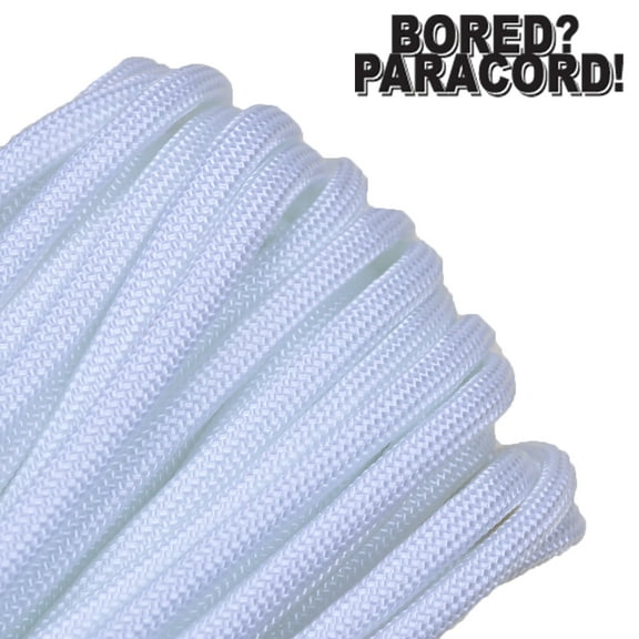 Bored Paracord Brand 550 lb Type III Paracord - White 50 Feet