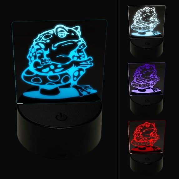 Bored Toad Frog on Toadstool Mushroom LED Night Light Sign 3D Illusion ...