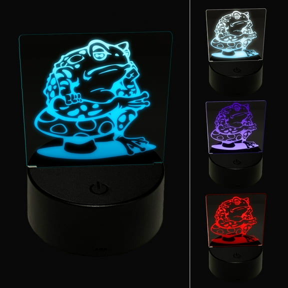 Bored Toad Frog on Toadstool Mushroom LED Night Light Sign 3D Illusion Desk Nightstand Lamp