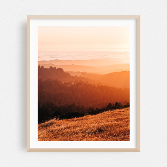 Borel Hill - California Photography Landscape Sunset Nature Forest Scenic Autumn Mountain Oak Framed Wall Art Print 8 x 10 inches