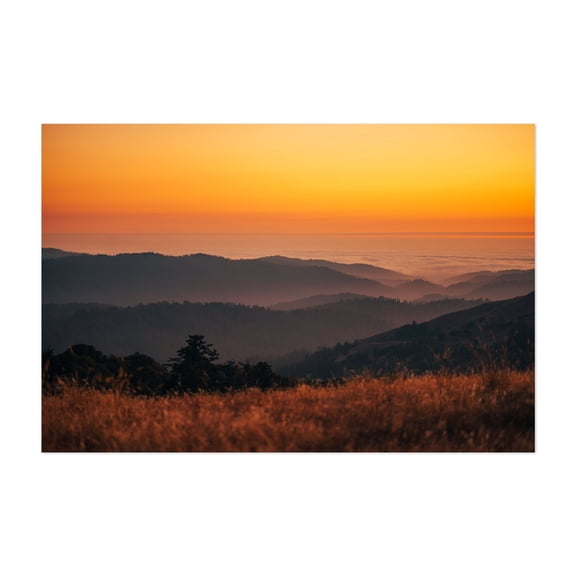Borel Hill Sunset - California Photography Nature Landscape Sunset Scenic Forest Autumn Unframed Wall Art Print 4 x 6 inches