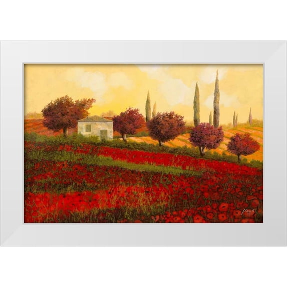 Borelli, Guido 14x11 White Modern Wood Framed Museum Art Print Titled - Papaveri Toscana II