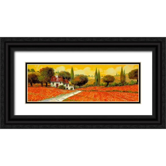 Borelli, Guido 14x7 Black Ornate Wood Framed with Double Matting Museum Art Print Titled - Fuoco Di Toscana