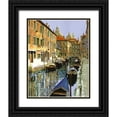 thumbnail image 1 of Borelli, Guido 15x18 Black Ornate Wood Framed with Double Matting Museum Art Print Titled - La Barche Sul Canale, 1 of 4