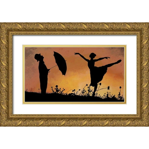 Borelli, Guido 18x12 Gold Ornate Wood Framed with Double Matting Museum Art Print Titled - Maybe It Doesnt Rain