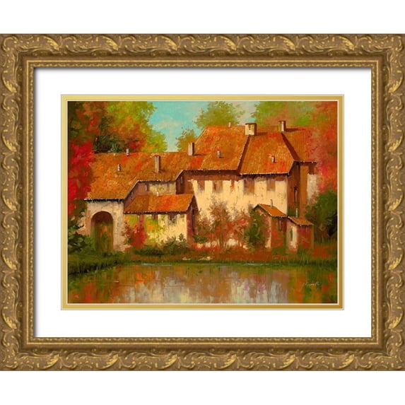 Borelli, Guido 18x15 Gold Ornate Wood Framed with Double Matting Museum Art Print Titled - Borgo Rosso