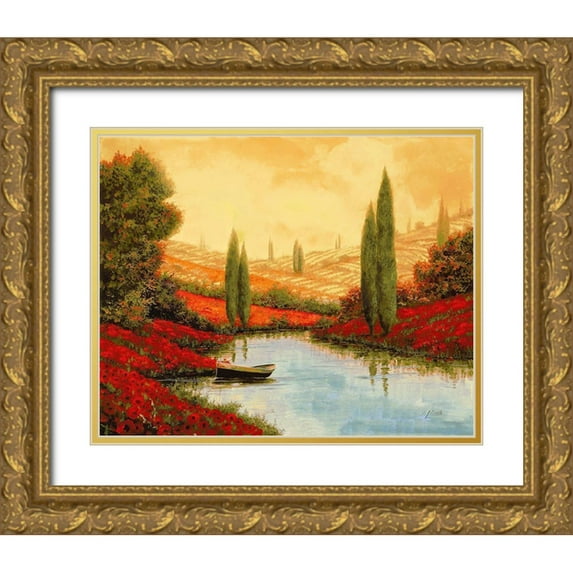 Borelli, Guido 18x15 Gold Ornate Wood Framed with Double Matting Museum Art Print Titled - Silenzio Tra I Cipressi