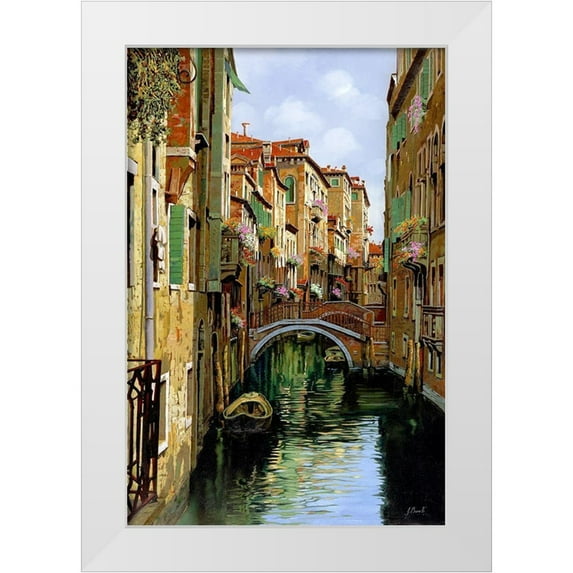 Borelli, Guido 23x32 White Modern Wood Framed Museum Art Print Titled - I ponti di venezia