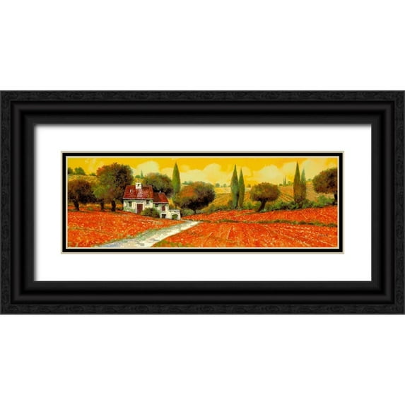 Borelli, Guido 24x11 Black Ornate Wood Framed with Double Matting Museum Art Print Titled - Fuoco Di Toscana