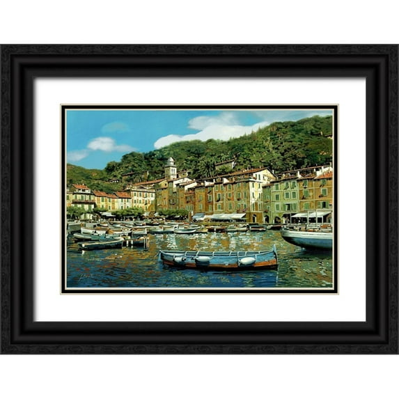 Borelli, Guido 24x17 Black Ornate Wood Framed with Double Matting Museum Art Print Titled - Portofino