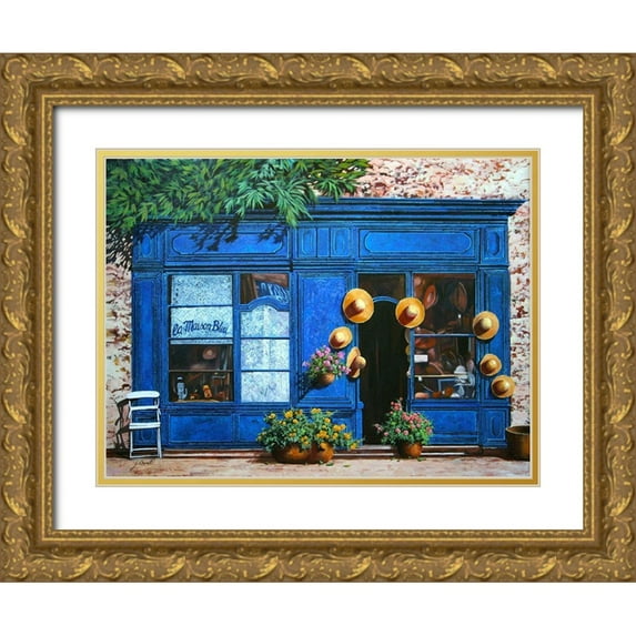 Borelli, Guido 24x19 Gold Ornate Wood Framed with Double Matting Museum Art Print Titled - La Maison Blue