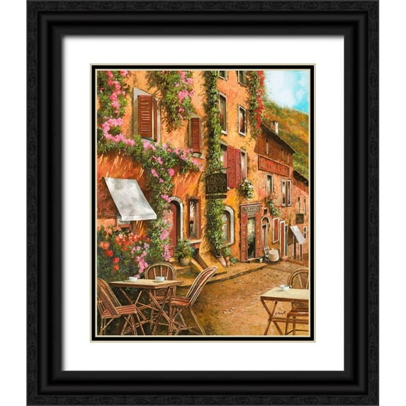 Borelli, Guido 26x32 Black Ornate Wood Framed with Double Matting Museum Art Print Titled - Il Bar Sulla Discesa