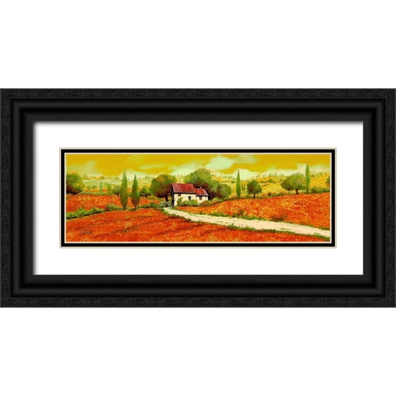 Borelli, Guido 32x13 Black Ornate Wood Framed with Double Matting Museum Art Print Titled - Rosso Papavero