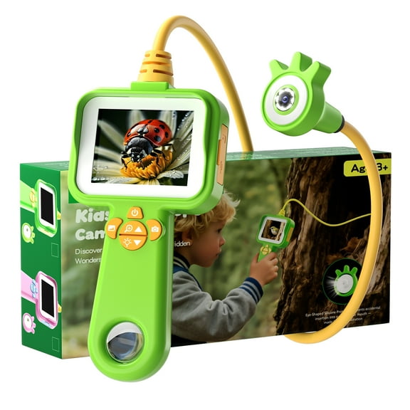 Askmuse 1080P HD Borescope Camera with Light and Built-in Display, Outdoor Science Educational Device and Microscope, Waterproof Snake Camera Gift