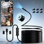Borescope Inspection Camera, 1920P HD Industrial Endoscope Alternative with 8 Adjustable LED Lights, IP67 Waterproof 7.9mm Flexible Probe, 16.4ft Cable for Pipe, HVAC and Automotive Repair
