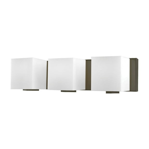 Borg 3-Light Vanity Sconce in Oil Rubbed Bronze with White Opal Glass