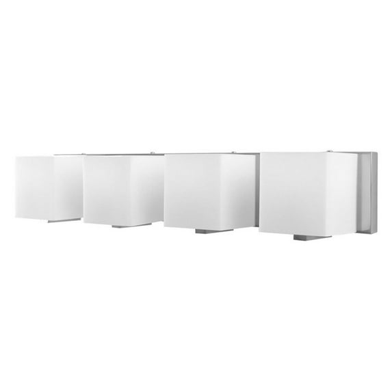 Borg 4-Light Vanity Sconce in Chrome with White Opal Glass