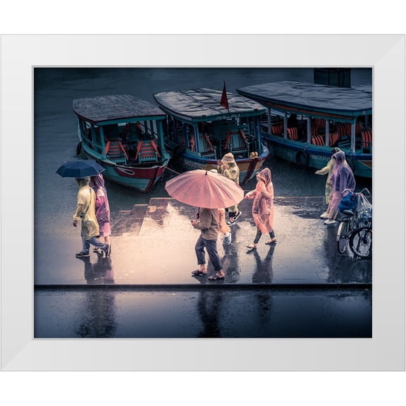 Borges Alves, Luis 14x12 White Modern Wood Framed Museum Art Print Titled - Raining...
