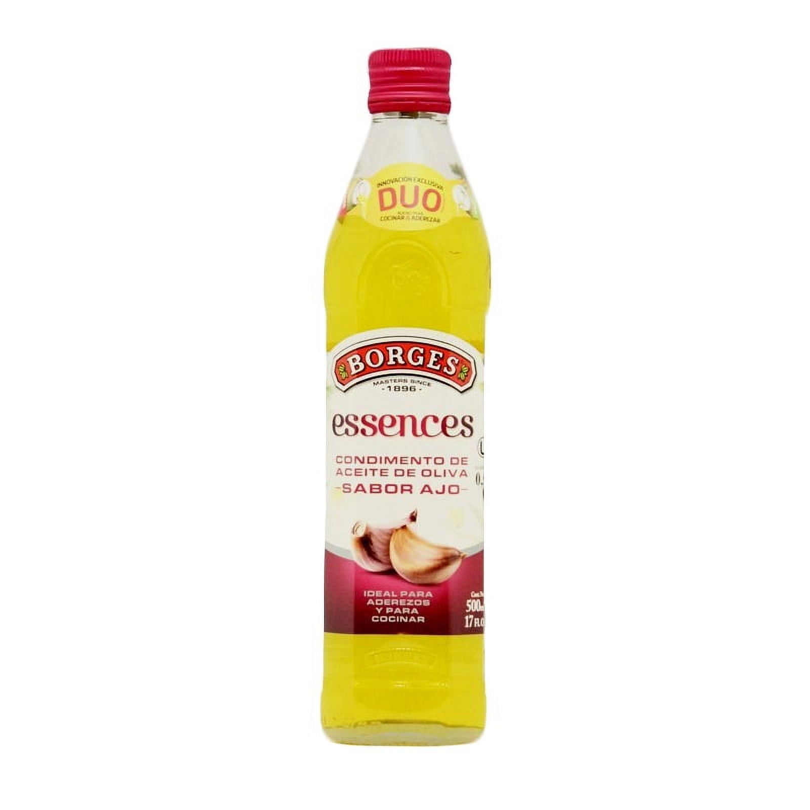 Borges Olive Oil with Garlic Flavor 17 fl oz Glass Bottle