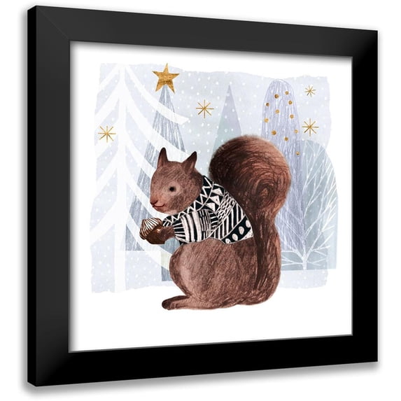 Borges, Victoria 12x12 Black Modern Framed Museum Art Print Titled - Cozy Woodland Animal II