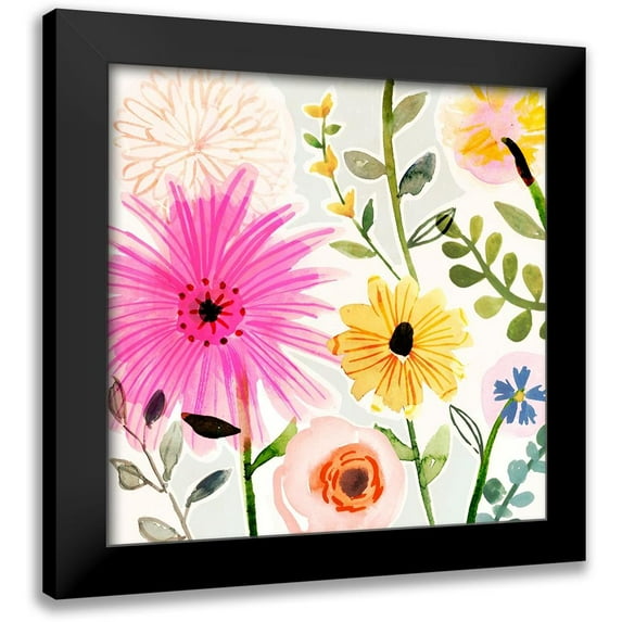 Borges, Victoria 12x12 Black Modern Framed Museum Art Print Titled - Floral Pop I