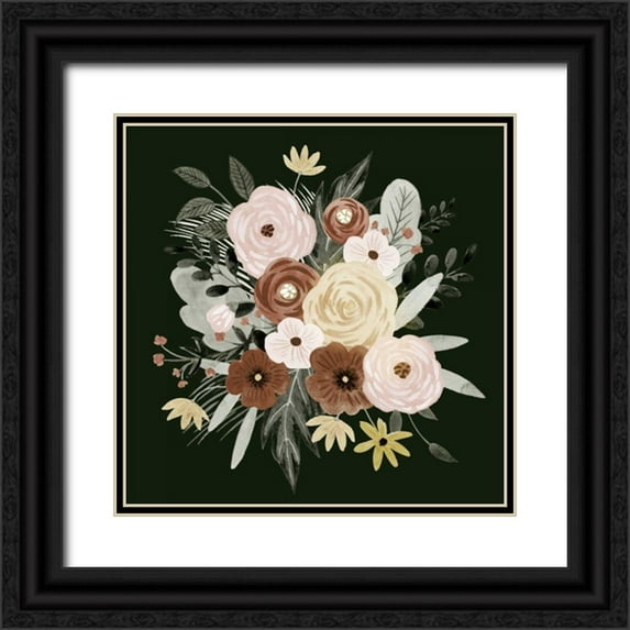 Borges, Victoria 12x12 Black Ornate Wood Framed with Double Matting Museum Art Print Titled - Earthy Bouquet I