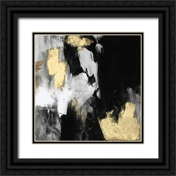 Borges, Victoria 12x12 Black Ornate Wood Framed with Double Matting Museum Art Print Titled - Neutral Gold Collage III