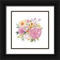 thumbnail image 1 of Borges, Victoria 12x12 Black Ornate Wood Framed with Double Matting Museum Art Print Titled - Pink Petals I, 1 of 4