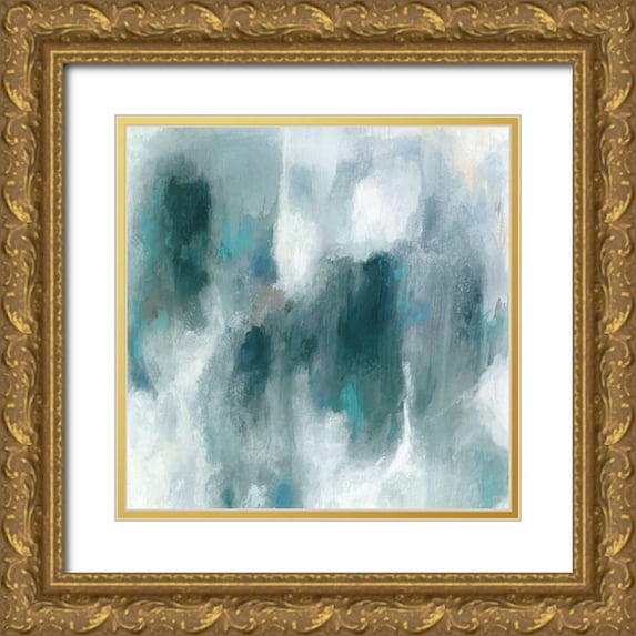 Borges, Victoria 12x12 Gold Ornate Wood Framed with Double Matting Museum Art Print Titled - Teal Tempest I