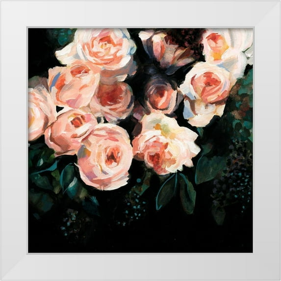 Borges, Victoria 12x12 White Modern Wood Framed Museum Art Print Titled - Peachy Blooms I