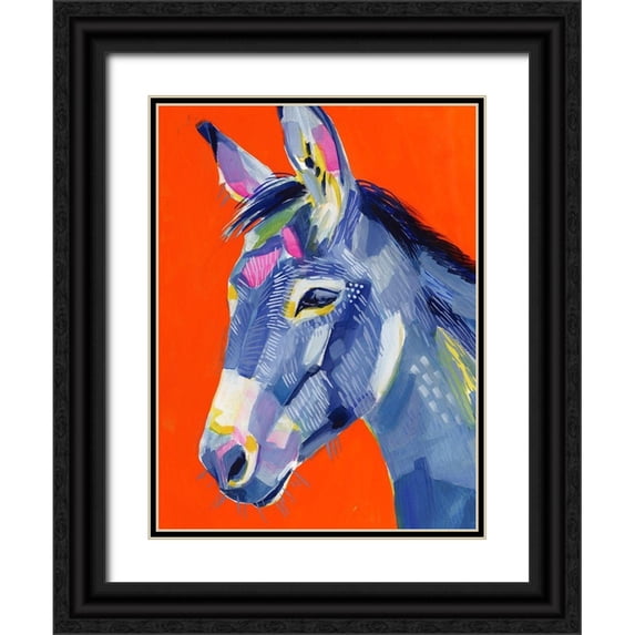 Borges, Victoria 12x14 Black Ornate Wood Framed with Double Matting Museum Art Print Titled - Animal Party I