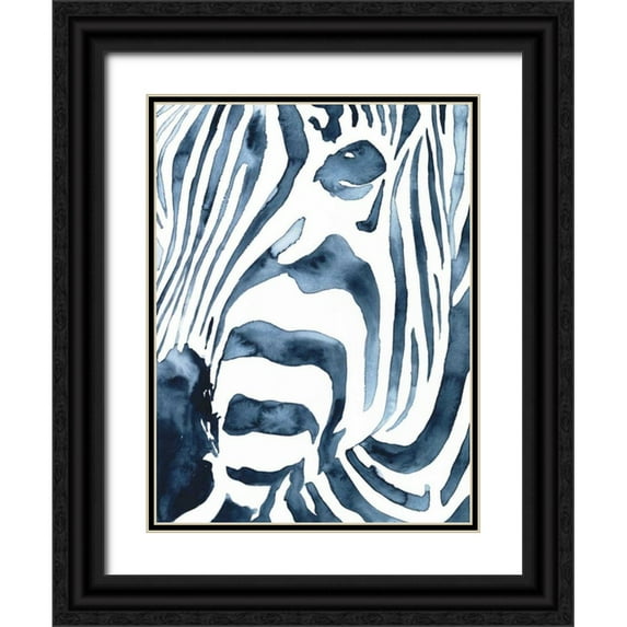 Borges, Victoria 12x14 Black Ornate Wood Framed with Double Matting Museum Art Print Titled - Indigo Zebra II