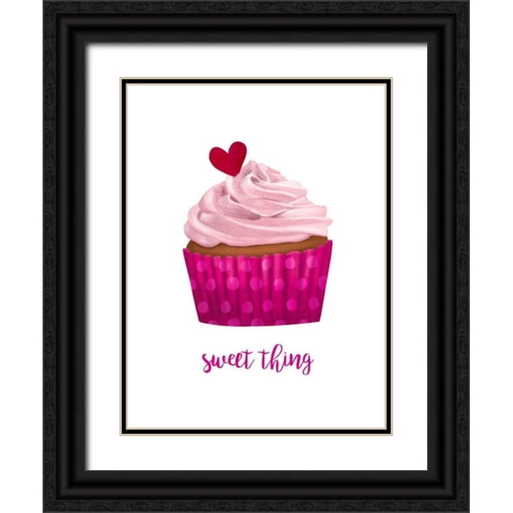 Borges, Victoria 12x14 Black Ornate Wood Framed with Double Matting Museum Art Print Titled - Valentines Cupcake II