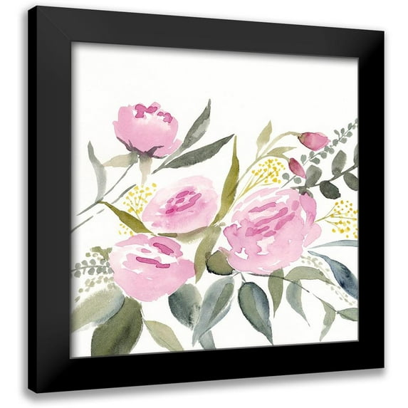 Borges, Victoria 15x15 Black Modern Framed Museum Art Print Titled - Rosebud Watercolor I