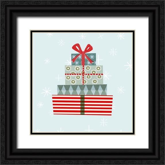 Borges, Victoria 15x15 Black Ornate Wood Framed with Double Matting Museum Art Print Titled - Holiday Llama Collection C