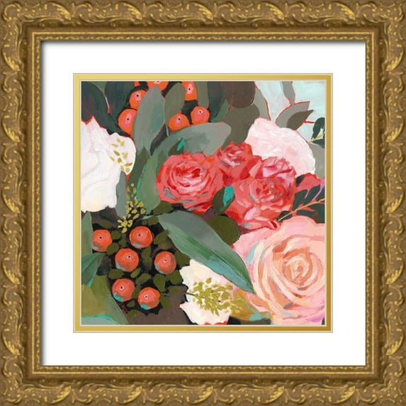 Borges, Victoria 15x15 Gold Ornate Wood Framed with Double Matting Museum Art Print Titled - Eucalyptus Bouquet I