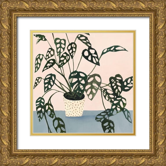 Borges, Victoria 15x15 Gold Ornate Wood Framed with Double Matting Museum Art Print Titled - Houseplant I