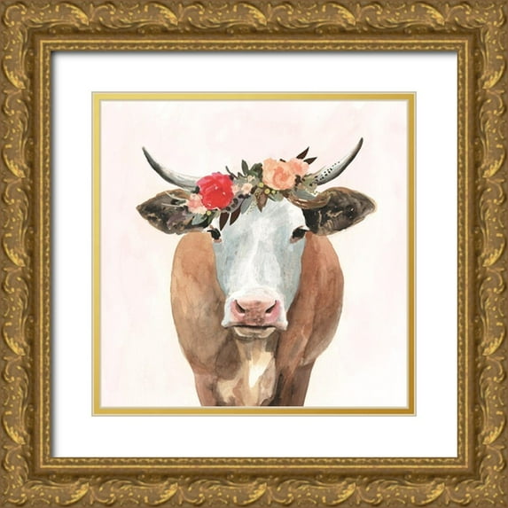 Borges, Victoria 15x15 Gold Ornate Wood Framed with Double Matting Museum Art Print Titled - Spring on the Farm II