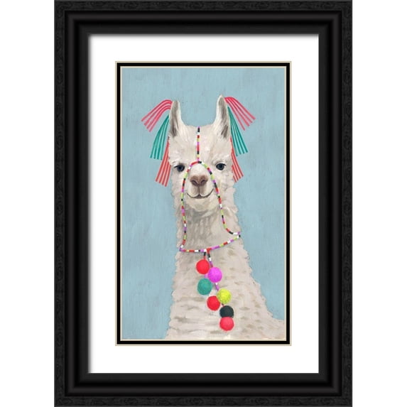 Borges, Victoria 16x24 Black Ornate Wood Framed with Double Matting Museum Art Print Titled - Adorned Llama II