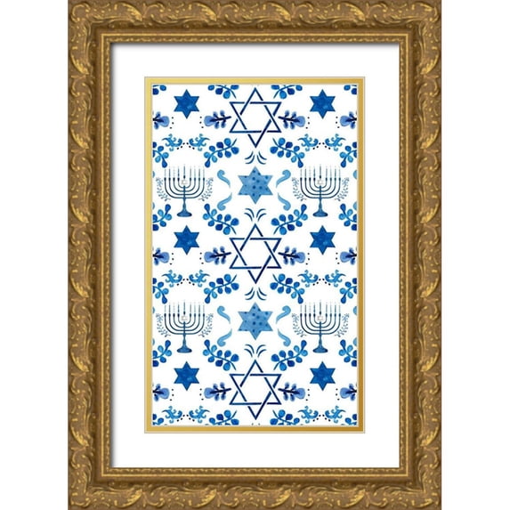 Borges, Victoria 16x24 Gold Ornate Wood Framed with Double Matting Museum Art Print Titled - Indigo Hanukkah Collection E