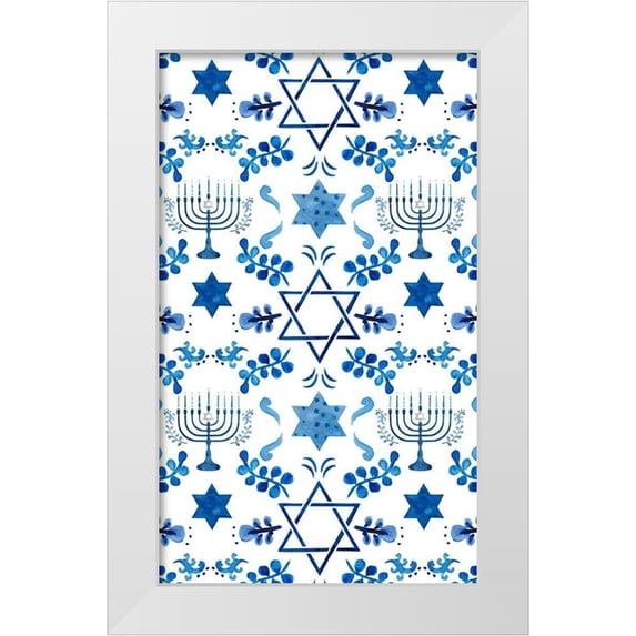 Borges, Victoria 16x24 White Modern Wood Framed Museum Art Print Titled - Indigo Hanukkah Collection E