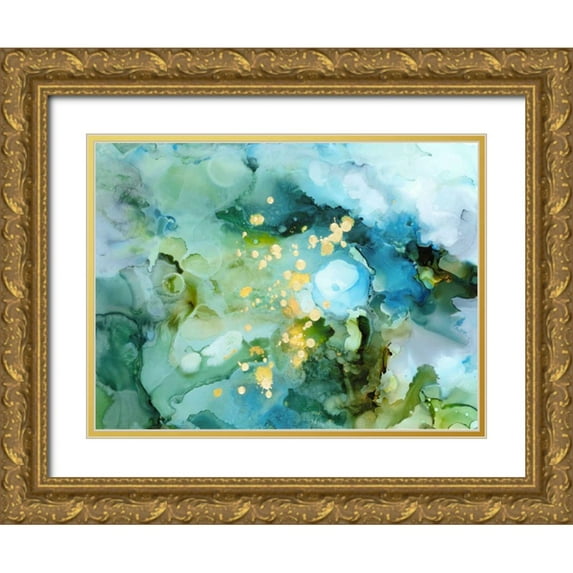 Borges, Victoria 18x15 Gold Ornate Wood Framed with Double Matting Museum Art Print Titled - Aqua Brume II