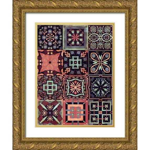 Borges, Victoria 19x24 Gold Ornate Wood Framed with Double Matting Museum Art Print Titled - Kaleidoscope Tile IV
