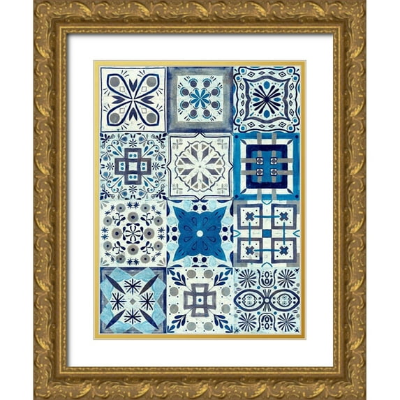 Borges, Victoria 19x24 Gold Ornate Wood Framed with Double Matting Museum Art Print Titled - Kaleidoscope Tile I