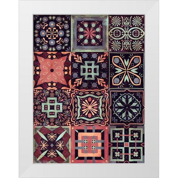 Borges, Victoria 19x24 White Modern Wood Framed Museum Art Print Titled - Kaleidoscope Tile IV